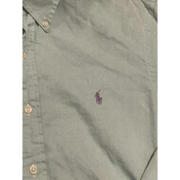 Ralph Lauren Polo Men's Button Down Long‎ Sleeve Light Green Solid Shirt Large - Picture 4 of 9